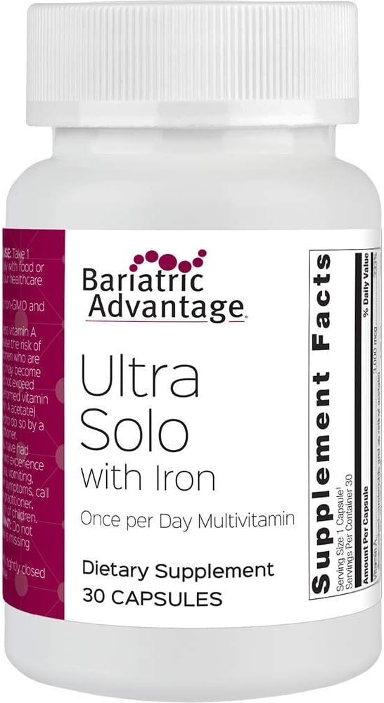 Bariatric Advantage Ultra Solo with Iron Daily Multivitamin for Gastric Bypass Patients, 30 Count