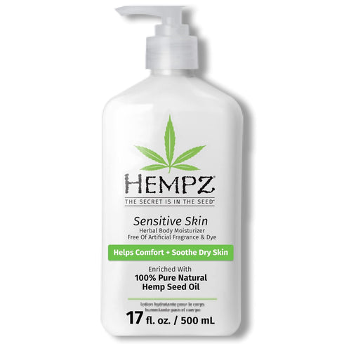Hempz Sensitive Skin Herbal Moisturizer: Soothing Lotion with Oatmeal, Shea Butter, Cocoa, Hemp, Mango Seed - 17 Fl Oz