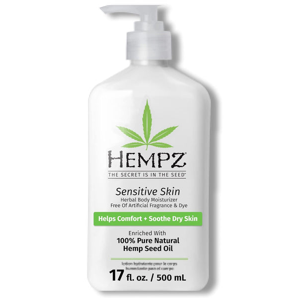 Hempz Sensitive Skin Herbal Moisturizer: Soothing Lotion with Oatmeal, Shea Butter, Cocoa, Hemp, Mango Seed - 17 Fl Oz