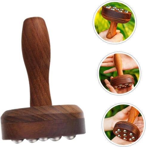 Portable Massager for Deep Tissue Muscle Relief Detachable Wooden Roller with Balls for Neck Back Arm and Thigh