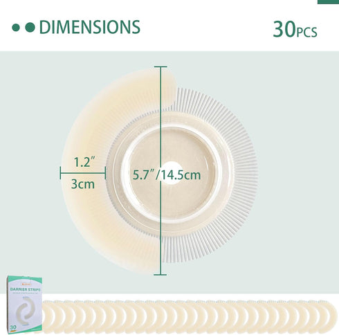 XIIFIIFII 30 Pcs Elastic Ostomy Barrier Strips, Ostomy Skin Supplies, Medical Grade Skin-Friendly Leak-Proof Adhesive