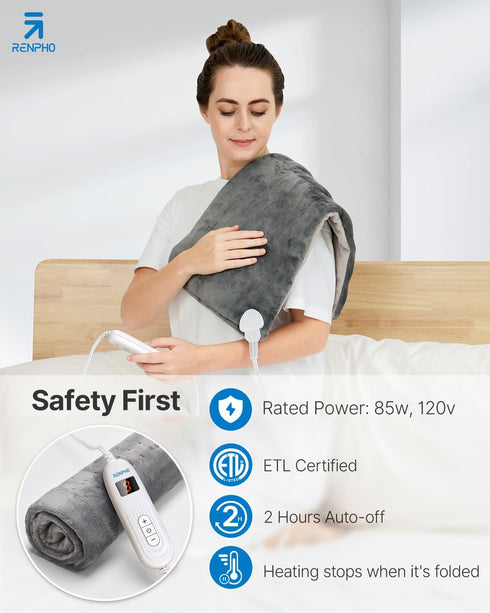RENPHO Heating Pad for Back Pain & Cramps Relief - Large King Size 12" x 24", Auto Shut Off, FSA HSA Eligible