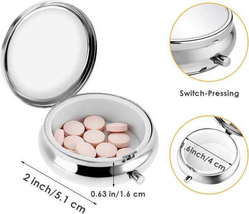 WY LIGHTING LEVEL 2Pcs Pill Box Small Pill Case for Purse or Pocket, Portable Cute Pill Container Metal Pill Box
