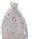 100Pcs Sheer Organza Drawstring Pouches 4x6 Inches, Stars and Moon Wedding Party Favor Gift Bags