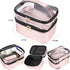 FITINI 3 Pieces Makeup Bags Double Layer Travel Large Cosmetic Cases Organizer Toiletry Bags Waterproof Small Zipper Pouch for Women Makeup Brush Storage Bag,Pink