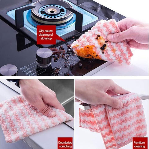 Usondeals Microfiber Cleaning Rag, Super Absorbent Reusable Scouring Towels for Kitchen and Bathroom (5 PCS, 11.8")