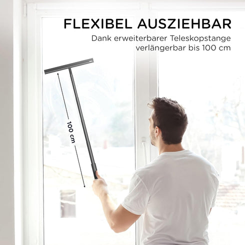 Extendable Shower Squeegee for Glass Doors, Telescopic Rod Shower Wiper Window Cleaner