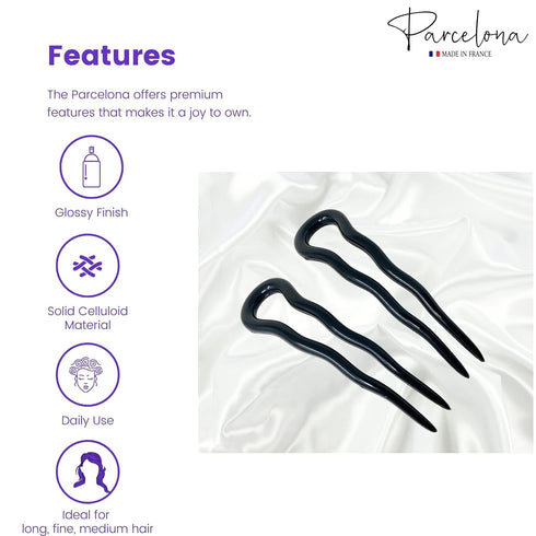 Parcelona French Mystic Wavy Set of 3 U Shaped Hair Pins for Women Fashion Flexible Durable Girls Styling Accessories