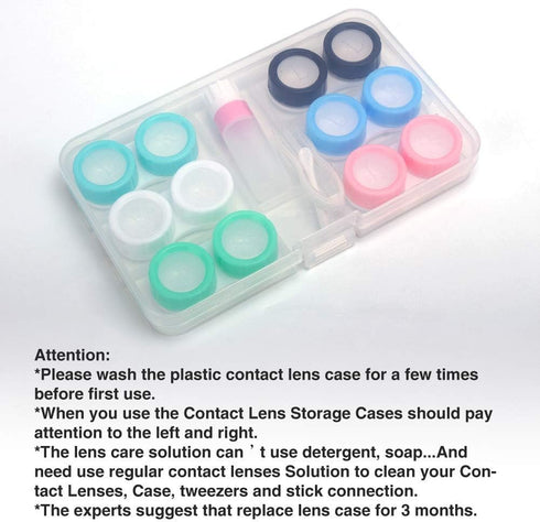 6 Pack Contact Lens Case, Portable Spin Top Cases with Remover Tool for Travel & Home
