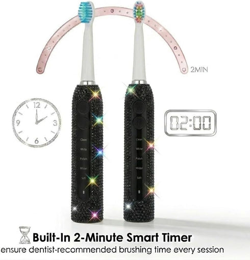 Veseek 6 Toothbrush-5 Charge,2Min Timer,IPX7 Diamond Sonic Electric Toothbrush Bling Rechargeable Toothbrushes