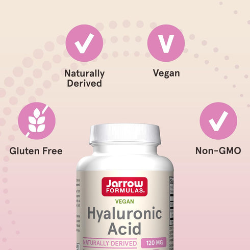 Jarrow Formulas Hyaluronic Acid 120 mg, Dietary Supplement for Skin Health Support, 60 Veggie Capsules