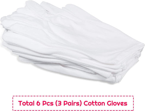 Selizo Cotton Gloves - 3 Pairs White Gloves for Women Men, Eczema Dry Hands Moisturizing, Archival Cleaning