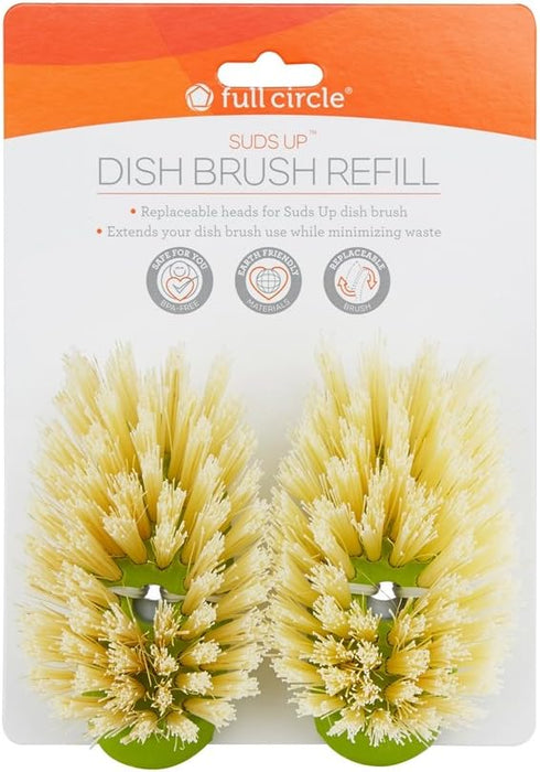 Full Circle Suds Up Soap Dispensing Dish Brush, 2-pack Refill, Green