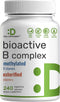 Bioactive Vitamin B Complex, 240 Veggie Capsules - Methylated B Vitamins, Esterified Vitamin C, High Potency, Immune &