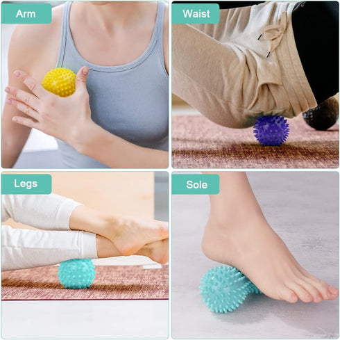 URAQT 3 Pack Set, Spiky Massage Ball, Hard Spiky Massage Ball Roller Professional Physical Therapy Massage Balls