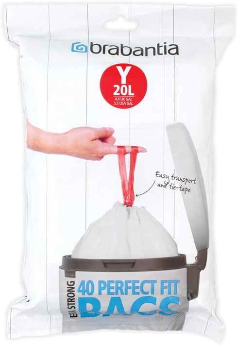 Brabantia IdealFit Bin Liners (Size Y/20 Litre) Ideal Quality Thick Plastic Trash