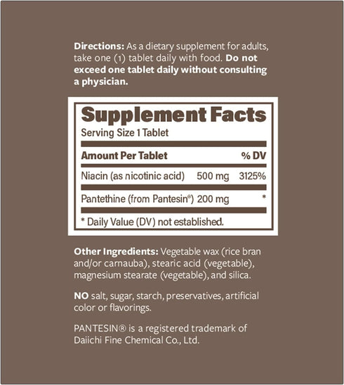 Endur-Thine - 500mg Extended Release Low-Flush Niacin + 200mg Pantethine - Cardiovascular Support - 90 Tablets