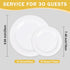 Sylans 60PCS set, 30 10" 30 7" White Plastic Plates Disposable Party Plates with Heavy Duty Dinner plates and Elegant