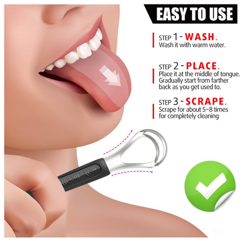 3 Pack Metal Tongue Scrapers, Stainless Steel Cleaner Scrubber for Kids Adults with Travel Case