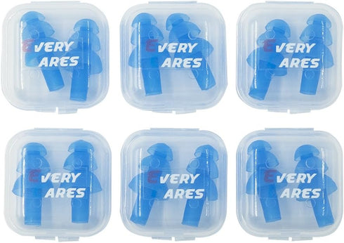 Silicone Swimming Earplugs, 6 Pairs, Comfortable Waterproof Ear Plugs with Showering Case