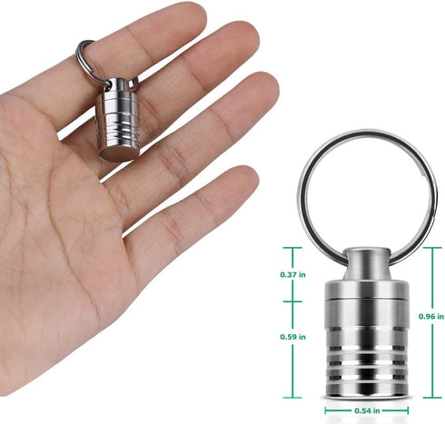 Micro Pill Holder with Keychain Necklace, Opret Titanium Waterproof Pill Container for Travel