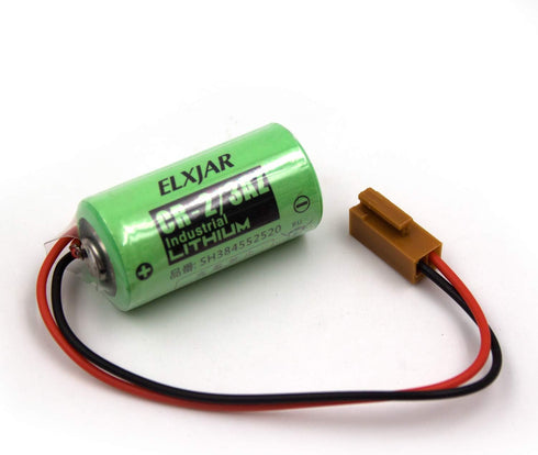 elxjar (2-Pack) 3V 1100mAh CR17335SE-R PLC Lithium Battery, Replacement for SANYO CR17335SE-R, CR17335 with Plug Wire, B9712T