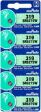 Murata 319 Battery SR527SW, 1.55V Silver Oxide Watch Button Cell (5 Batteries)