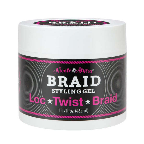Nicole & Alyssa Braid Styling Gel - Define Your Hair with Healthy, Frizz-Free Hold for Locs, Twists, and Braids (15.7