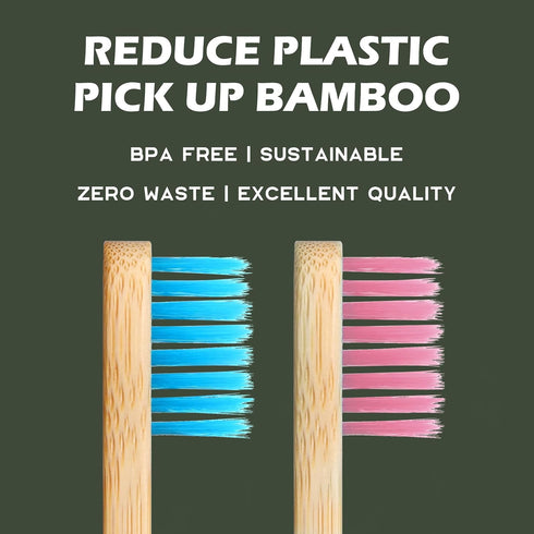 Pack 4 Isshah Kids Bamboo Toothbrushes Biodegradable Handle BPA Free Eco Friendly Children Size