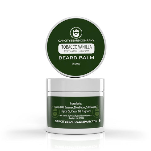 Oak City Beard Company - Tobacco Vanilla Beard Balm, 2 Ounce, Conditioner with Tobacco, Vanilla, Guaiac Wood