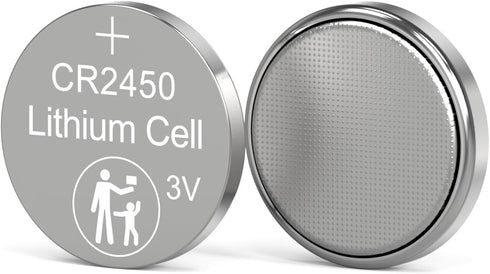 10 Count CR2450 Batteries, Long-lasting 3V Lithium Coin Cell Battery for Key Fobs, Flameless Candles, etc.