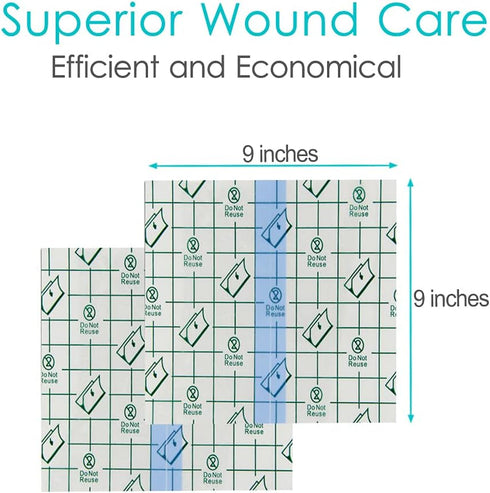 Hola Health 9x9 inch (Pack 25) Waterproof Shower Cover Shields Large for Dialysis Port Picc Line Chest Catheter PD