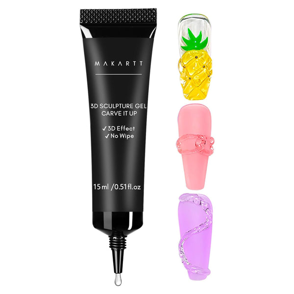 Makartt 3D Gel Nail Art Sculpting Gel - 15g No Wipe Clear Nail Glue for DIY Nail Designs