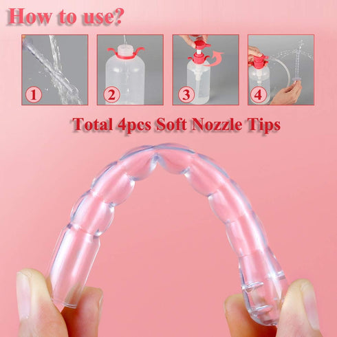 LIVE4COOL Douche Bottle for Women, 600ml Reusable Vaginal Cleansing System with 4 Nozzles