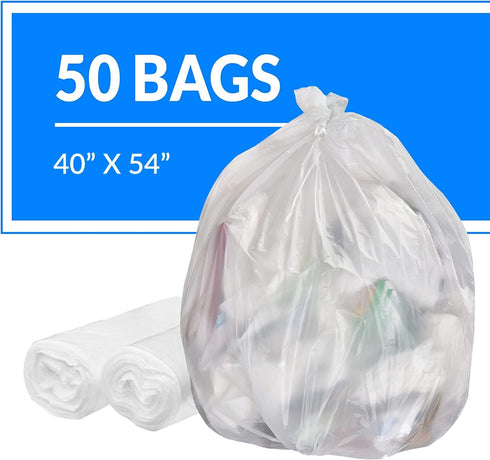 Reli. SuperValue 55-60 Gallon Trash Bags | 50 Count | Made in USA | Heavy Duty | Clear Multi-Use Garbage Bags by Reli.