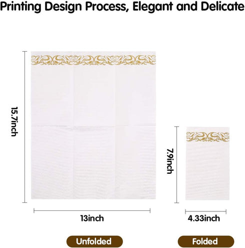 Vplus 400 Pack Paper Napkins, Guest Towels Disposable, Premium Quality 3-ply Dinner Napkins for Events (Gold)