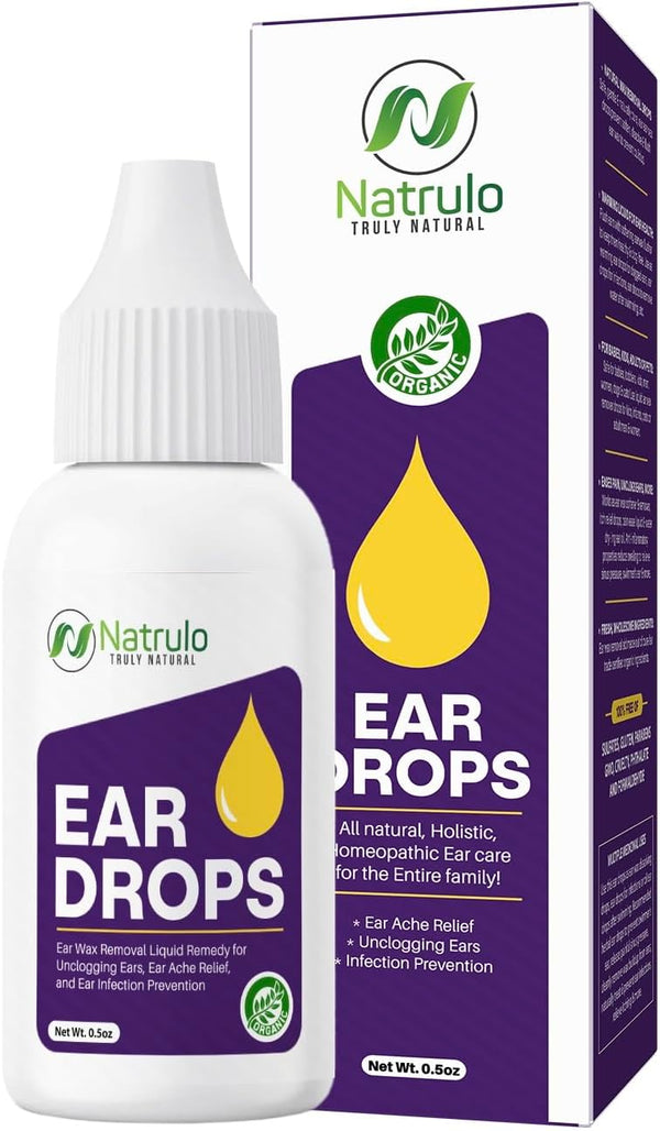 Natural Ear Drops for Ear Infection - Homeopathic Eardrops for Adults, Kids, Baby & Pets - Relieves Ear Aches & Wax