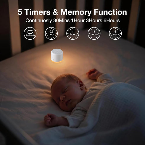 Light,15 LEICEX Portable Sound Machine,Travel Sound Machine with Non-Looping Sound Timer and Memory Play, Mini White