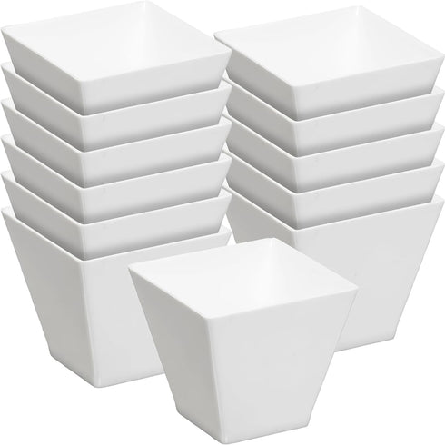 MiniWare White Plastic Square Bowl (Pack Of 12) - 2 Oz. | Chic Design, Perfect for Parties, Events, Catering,