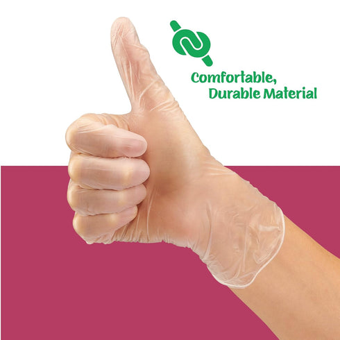 Disposable Vinyl Gloves | Extra Large Heavy Duty Non Sterile Powder Free Latex Free Rubber | 100 Count Food Safe