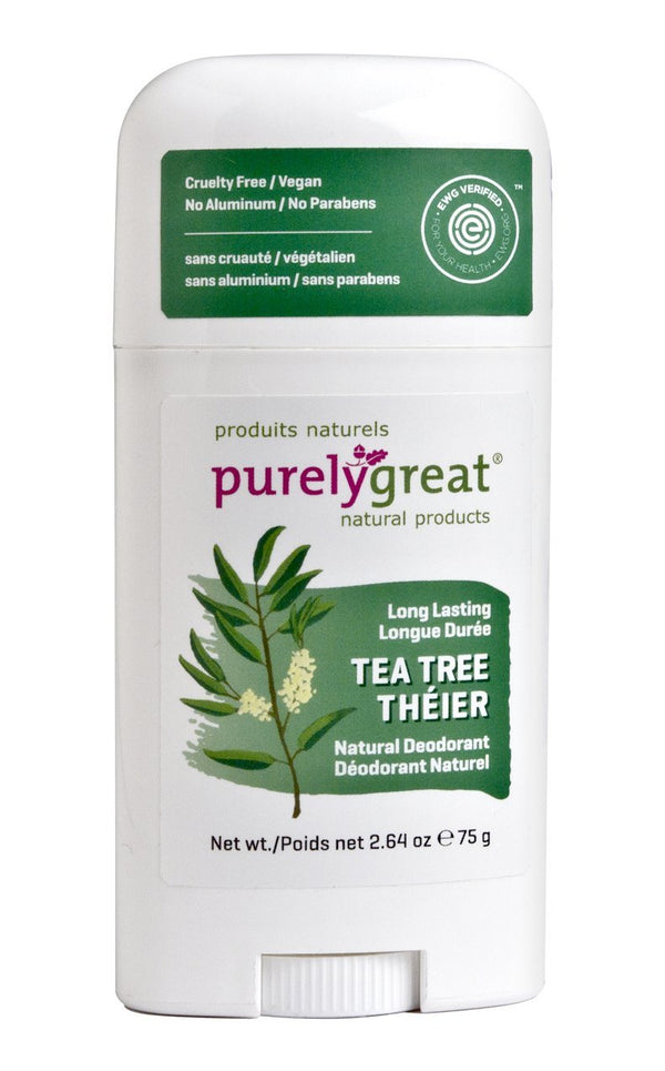 Natural Deodorant Stick - Tea Tree - EWG Verified™ - Vegan, Cruelty Free - No Aluminum, No Parabens