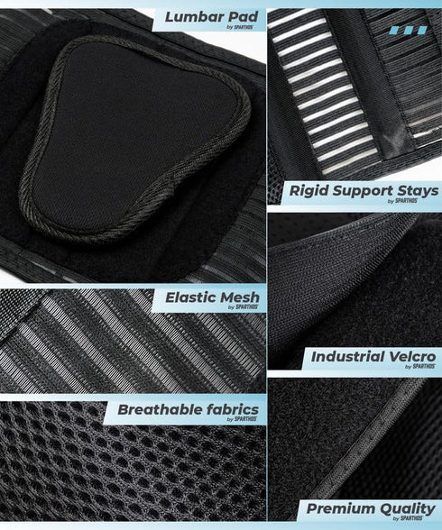 Sparthos Back Support Belt for Immediate Relief from Back Pain, Sciatica, Herniated Disc - Breathable Brace with Lumbar