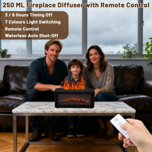 TOWEBOORY 7 Essential Oil Diffuser, Color Flame Fireplace Aroma Humidifier Aromatherapy Aroma Machine Small Mini