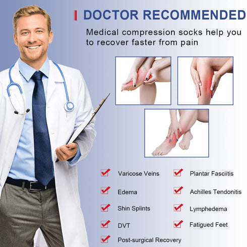 Beister 20-30 mmHg Knee High Compression Socks for Women and Men, Support for Calf Varicose Veins