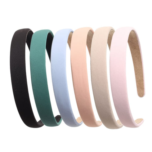 Solid Simple Headbands for Women, 0.7inch Plain Soft Cloth Hair Bands, Pack of 6 Cute Accessories