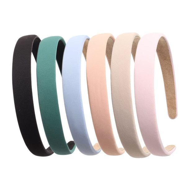 Solid Simple Headbands for Women, 0.7inch Plain Soft Cloth Hair Bands, Pack of 6 Cute Accessories