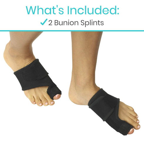 Vive Bunion Brace (Pair) - Big Toe Corrector Straightener with Splint - Hallux Valgus Pad, Joint Pain Relief, Alignment