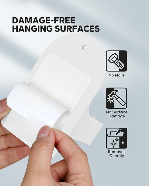Plastic Broom Holder Wall Mount, 4 Count, White