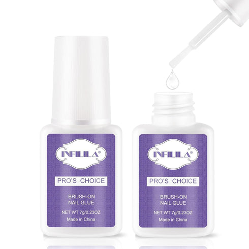 NXJ INFILILA 2PCS Professional Brush On Nail Glue, Strong Adhesive for Acrylic Nails, 7ML/0.23OZ