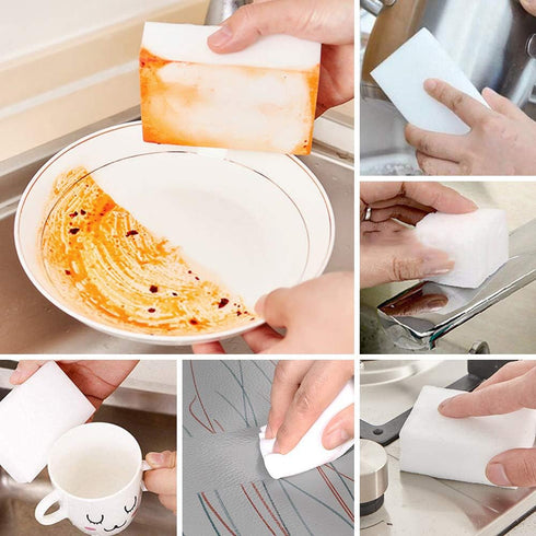 SmilePowo 100 Pack Magic Cleaning Sponges Eraser, Multi-Functional Premium Melamine Foam Pads for Kitchen, Bathroom,